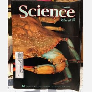 July 11, 2003~SCIENCE Magazine Vol. 301/Number 5630~Soft Shell Blue Crab Cover